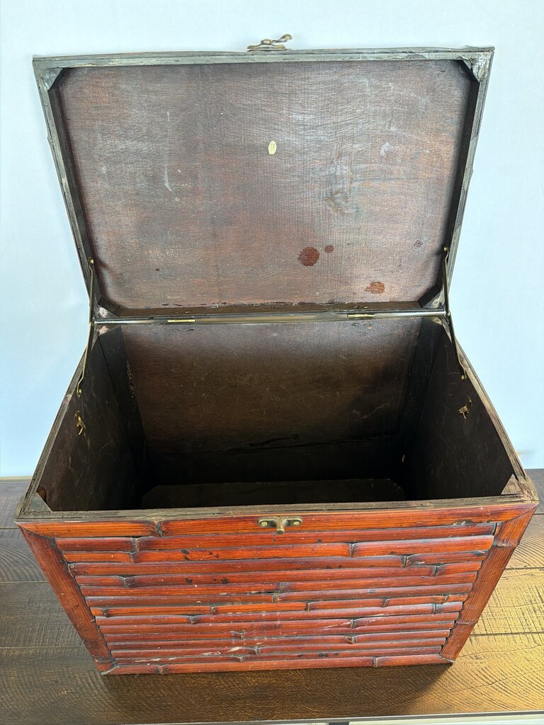 Vintage Stained Bamboo Storage Box- 19.5X12.5X16