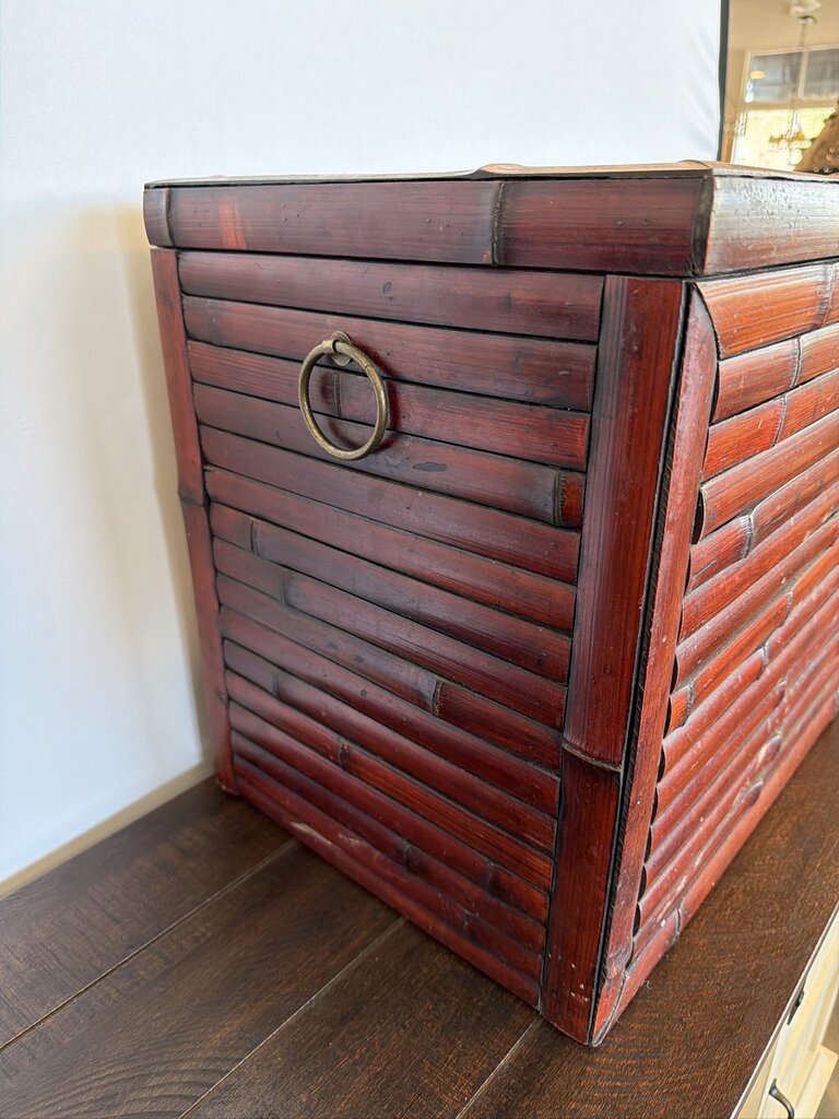 Vintage Stained Bamboo Storage Box- 19.5X12.5X16