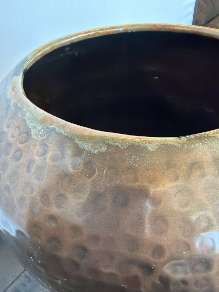 Pounded Copper Pot- 8X8X11.5- AS IS