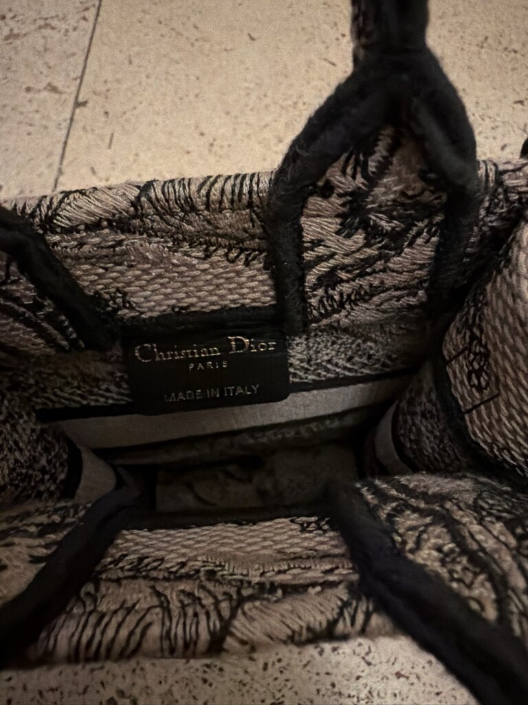 Christian Dior Canvas Toile de Jouy Reverse Embroidered Mini Book Tote Phone Bag Blue
