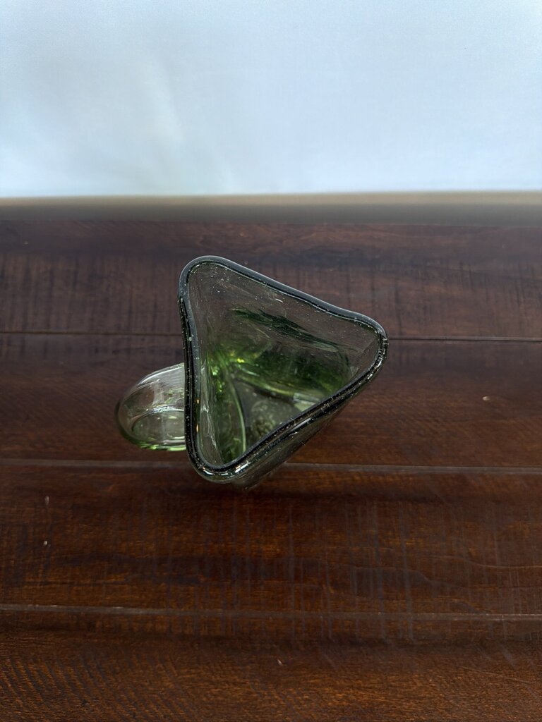 Triangular Blown Glass Pitcher= 3.5X3.5X7.5