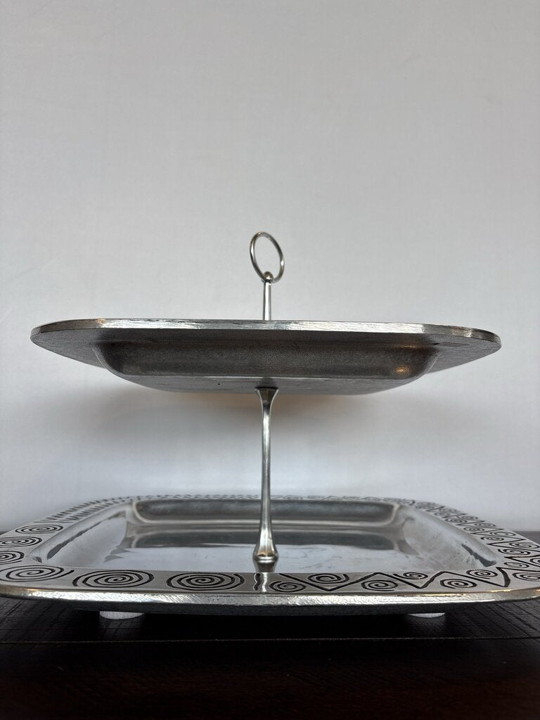 Vintage Wilton Armetale 2-Tier Square Serving Tray- 14X14X11