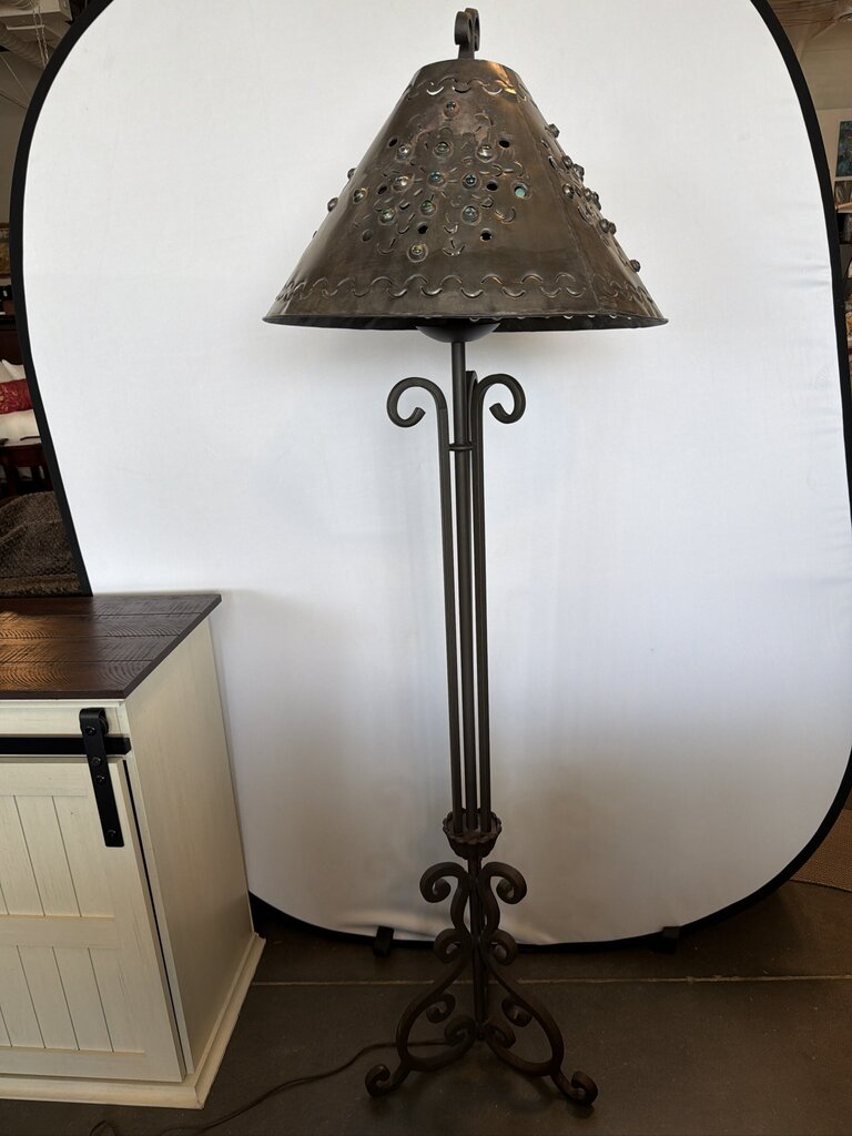 Embellished Punched Tin & Iron Floor Lamp - 20X66H