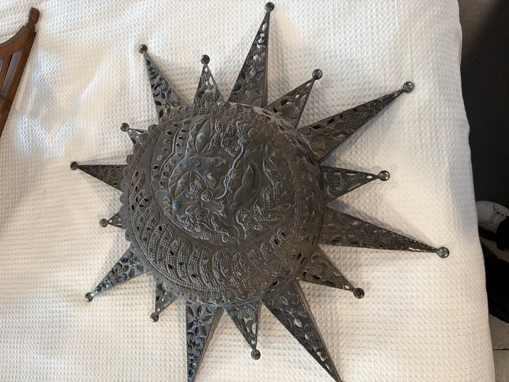 Metal Sun & Moon Candle Holder Wall Art - 8X30H