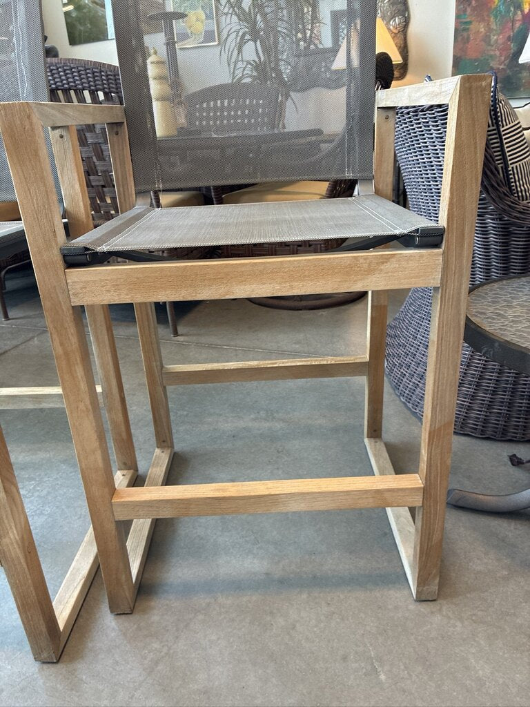 RH Aegean Light Teak & Mesh Counter Stools - Pair - 23X20X42H
