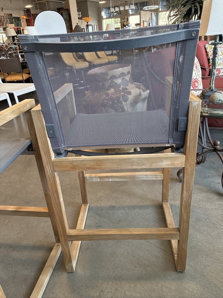 RH Aegean Light Teak & Mesh Counter Stools - Pair - 23X20X42H