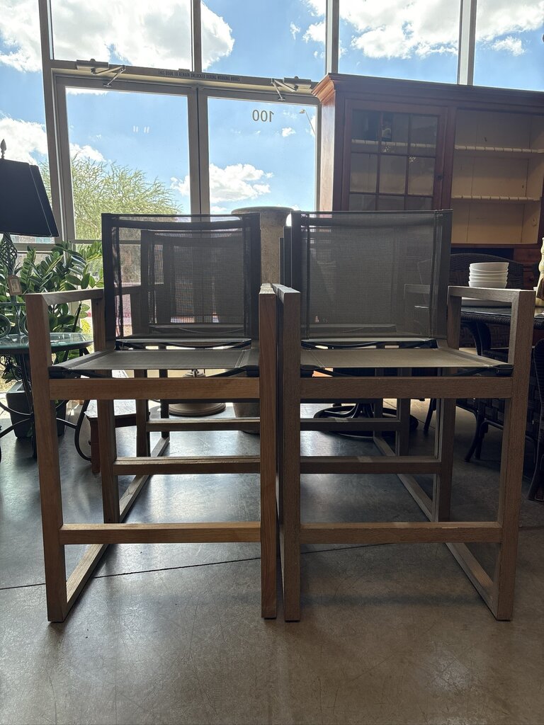 RH Aegean Teak & Mesh Counter Stools- Set of 4 - AS IS