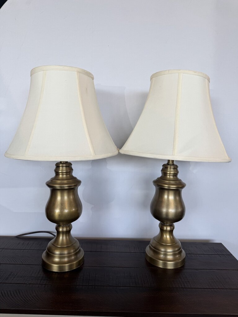Antique Gold Balustrade Style Lamps- Pair- 26.5H