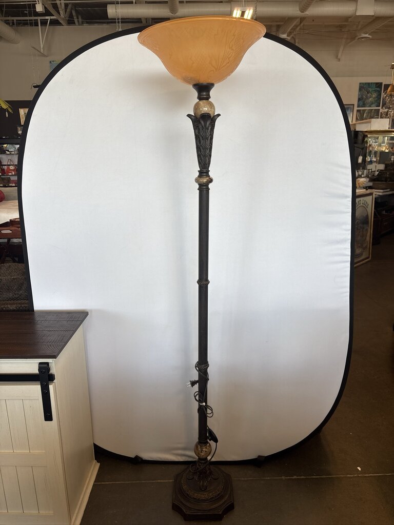 Bronze Neoclassical Torchiere Floor Lamp -72H