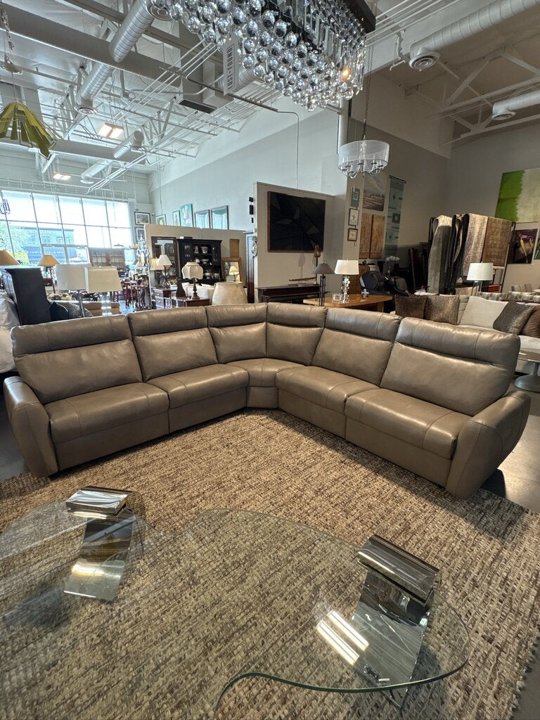 Elran Kendell Leather Dbl Reclining Electric Sectional-105X105X39H