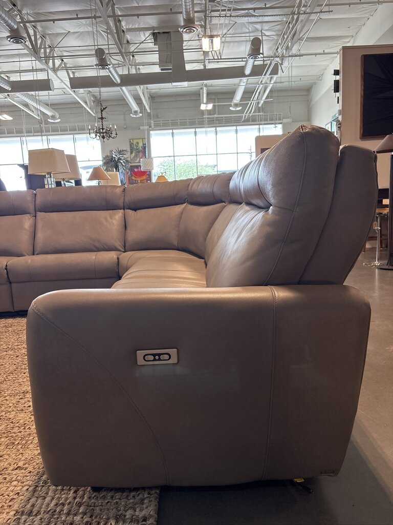 Elran Kendell Leather Dbl Reclining Electric Sectional-105X105X39H