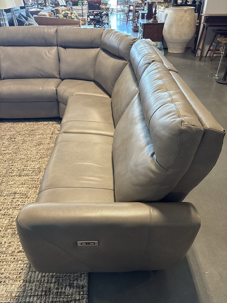 Elran Kendell Leather Dbl Reclining Electric Sectional-105X105X39H