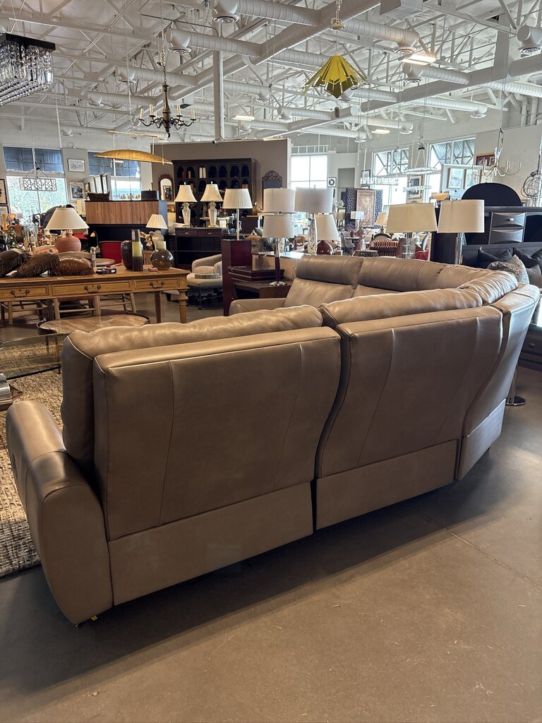 Elran Kendell Leather Dbl Reclining Electric Sectional-105X105X39H