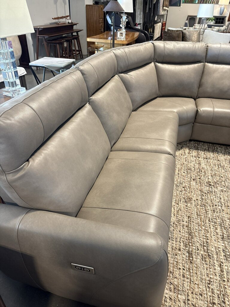 Elran Kendell Leather Dbl Reclining Electric Sectional-105X105X39H