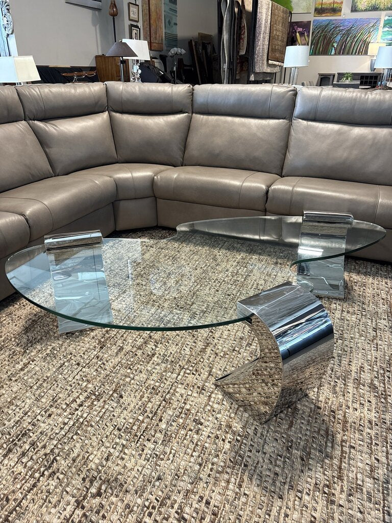 Copenhagen Tempo Glass & Chrome Coffee Table - 70X36X17H