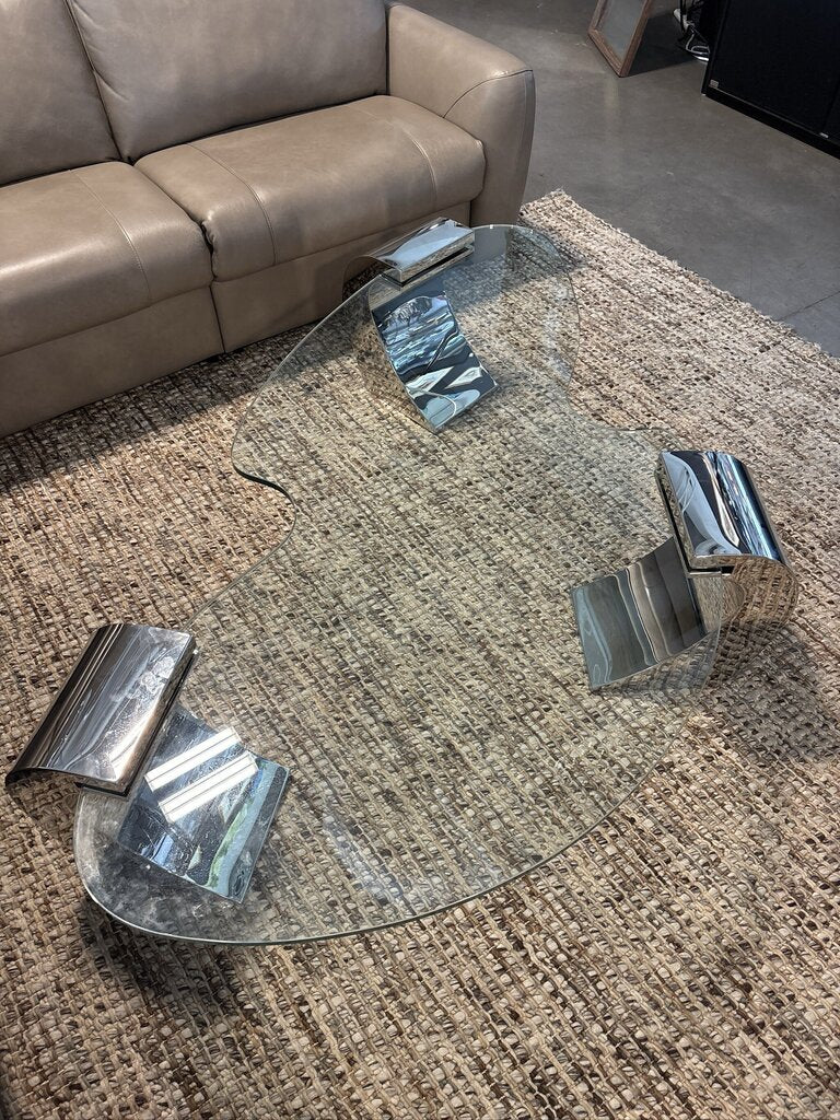 Copenhagen Tempo Glass & Chrome Coffee Table - 70X36X17H