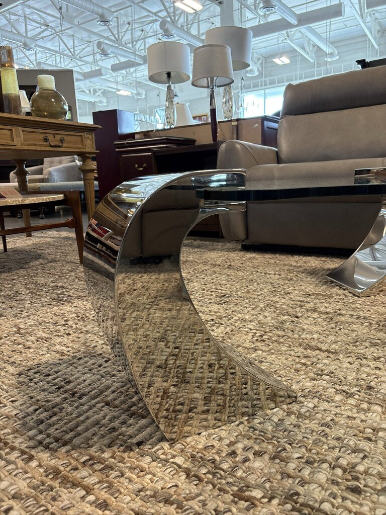 Copenhagen Tempo Glass & Chrome Coffee Table - 70X36X17H