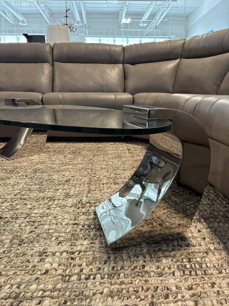 Copenhagen Tempo Glass & Chrome Coffee Table - 70X36X17H
