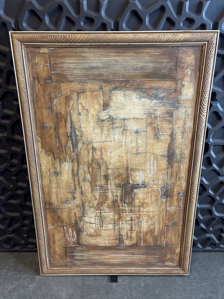Brown & Black Abstract Art W/ Saguaros by Sarah- 37X56