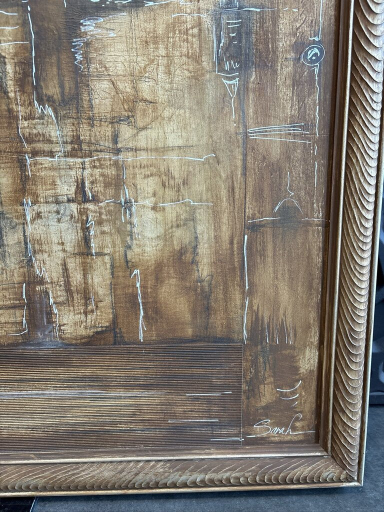 Brown & Black Abstract Art W/ Saguaros by Sarah- 37X56