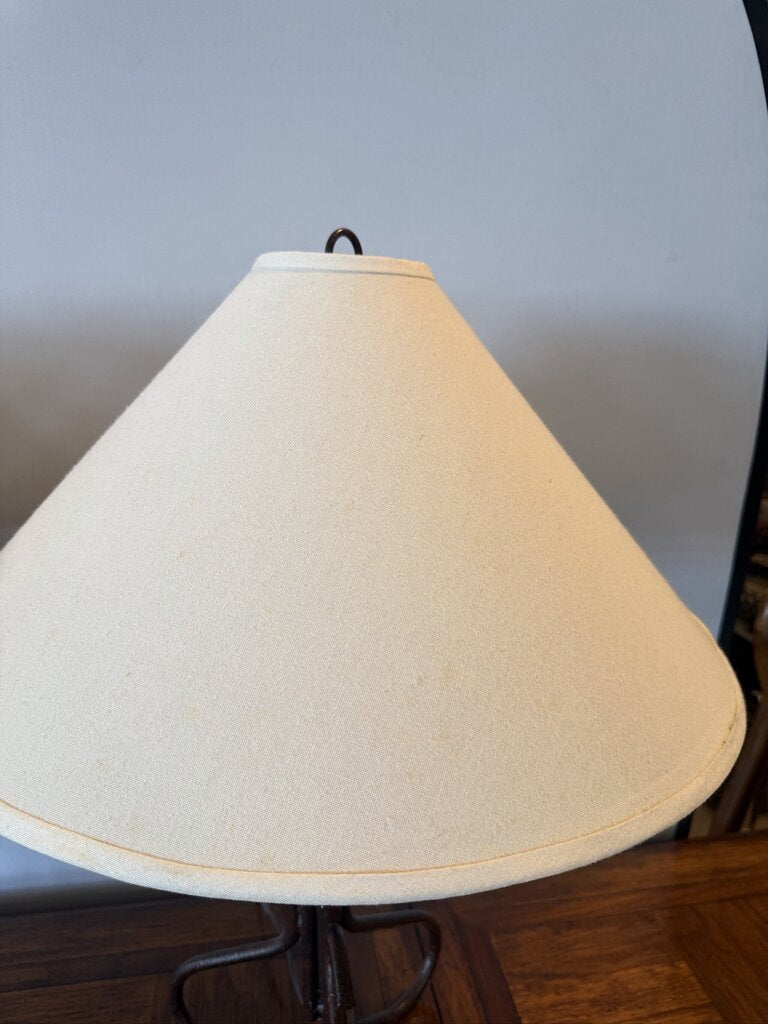 Curved Iron Lamps W/ Paper Shades- Pair- 22X22X20H
