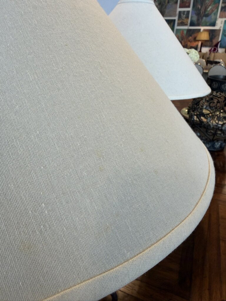 Curved Iron Lamps W/ Paper Shades- Pair- 22X22X20H