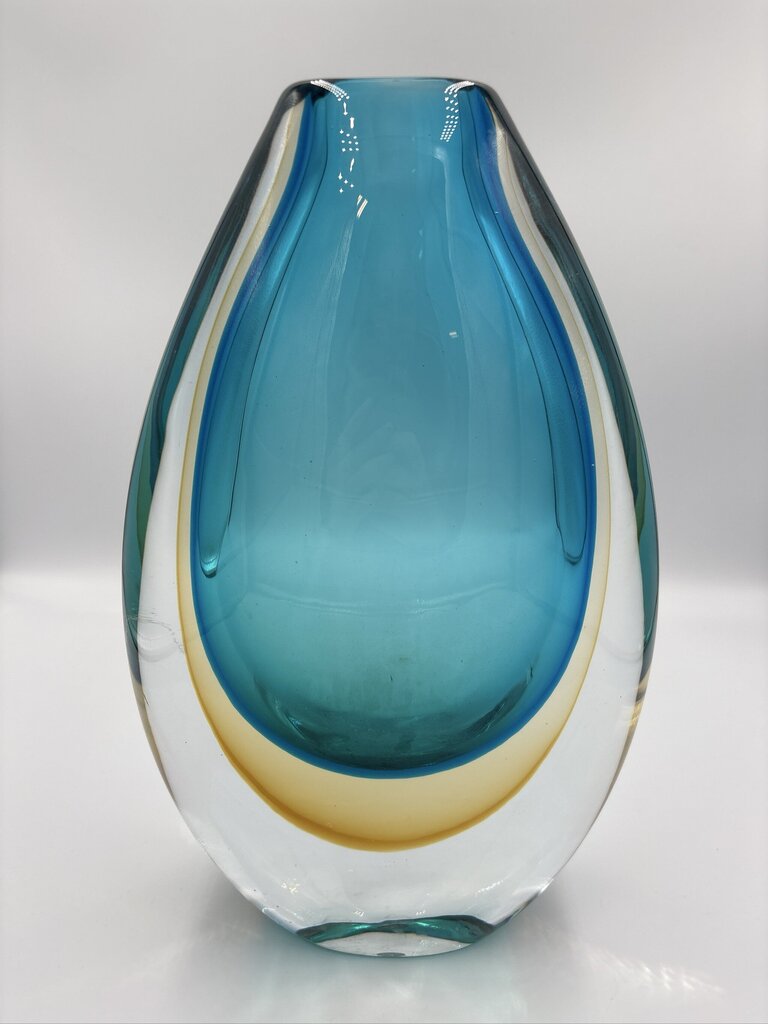 Salviati Sirena Tall Sommerso Glass Vase- 7X4X11H