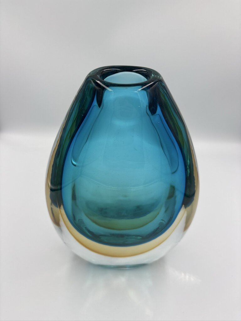 Salviati Sirena Tall Sommerso Glass Vase- 7X4X11H