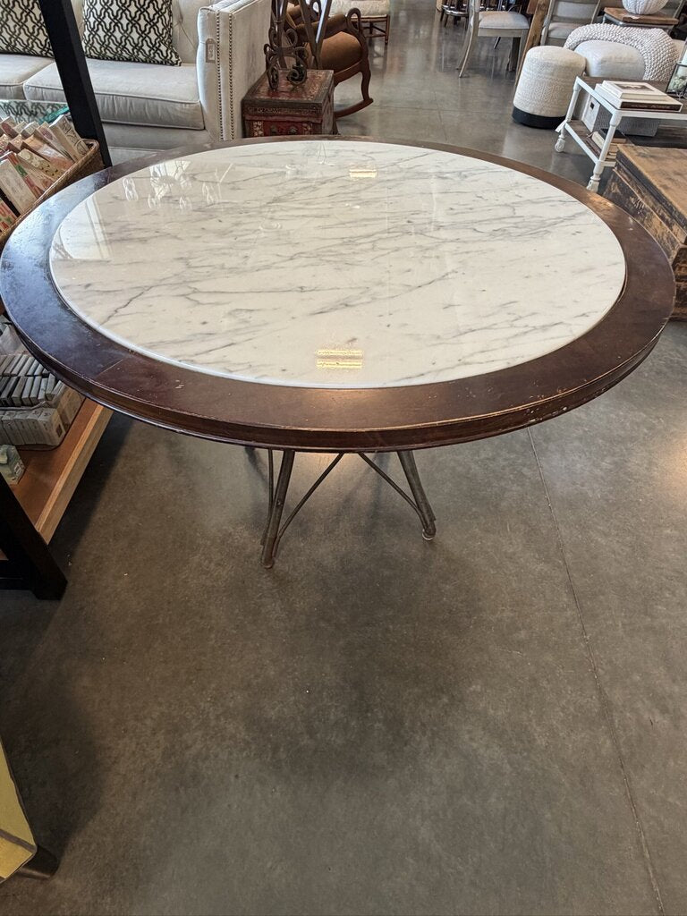 Drexel Heritage Round Table W/ Carrara Marble Insert- 44X44X29- AS IS