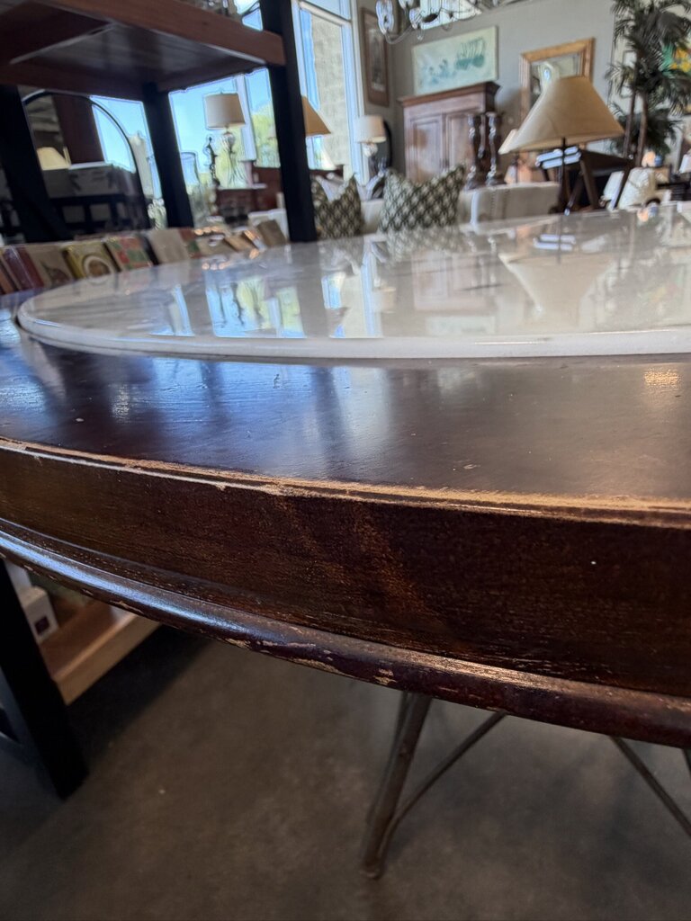 Drexel Heritage Round Table W/ Carrara Marble Insert- 44X44X29- AS IS