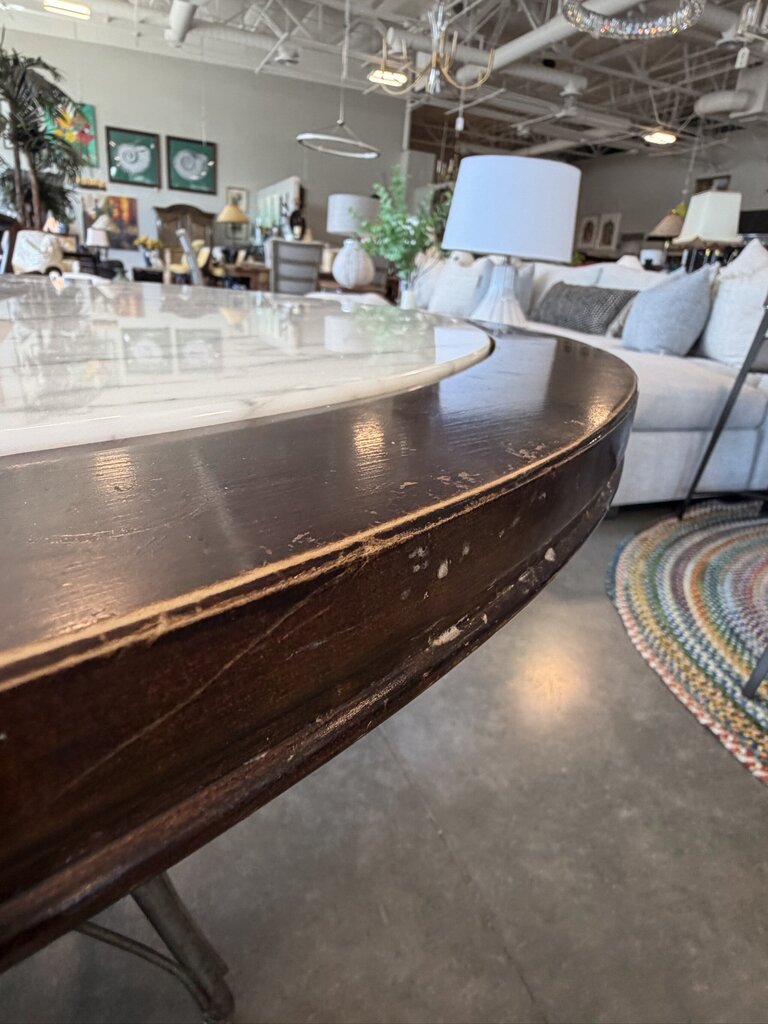 Drexel Heritage Round Table W/ Carrara Marble Insert- 44X44X29- AS IS