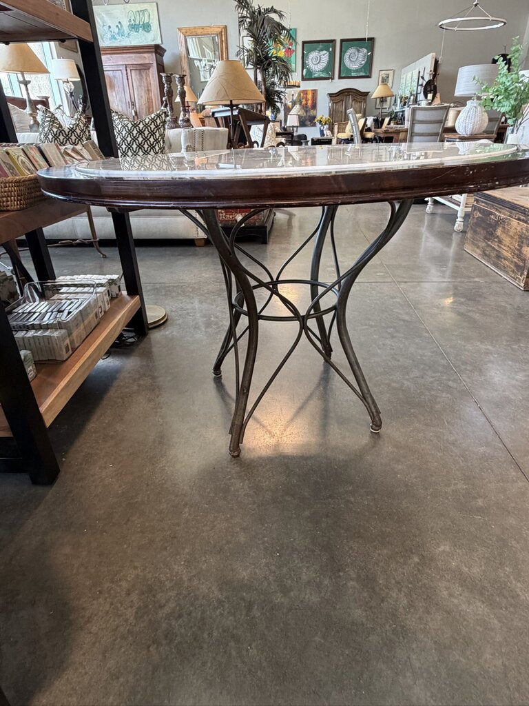 Drexel Heritage Round Table W/ Carrara Marble Insert- 44X44X29- AS IS
