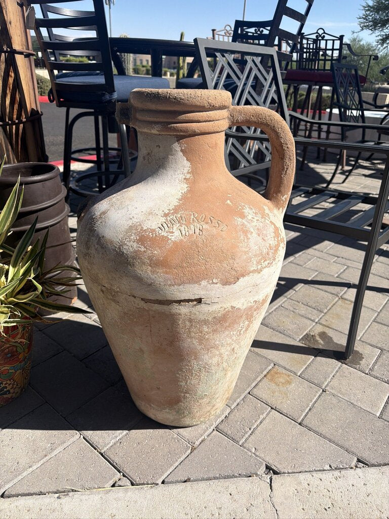 Large Rustic Terracotta Wine Jug - 30H AS IS