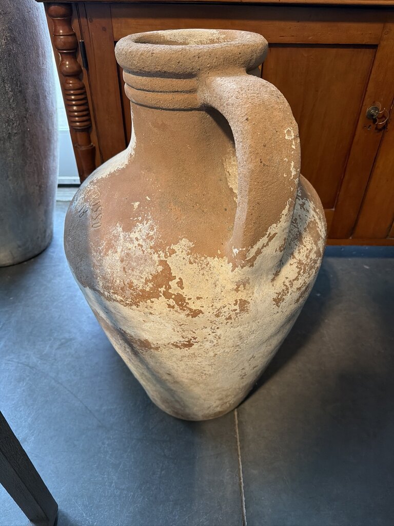 Large Rustic Terracotta Wine Jug - 30H AS IS