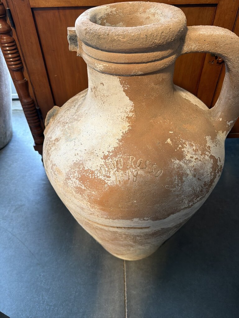 Large Rustic Terracotta Wine Jug - 30H AS IS
