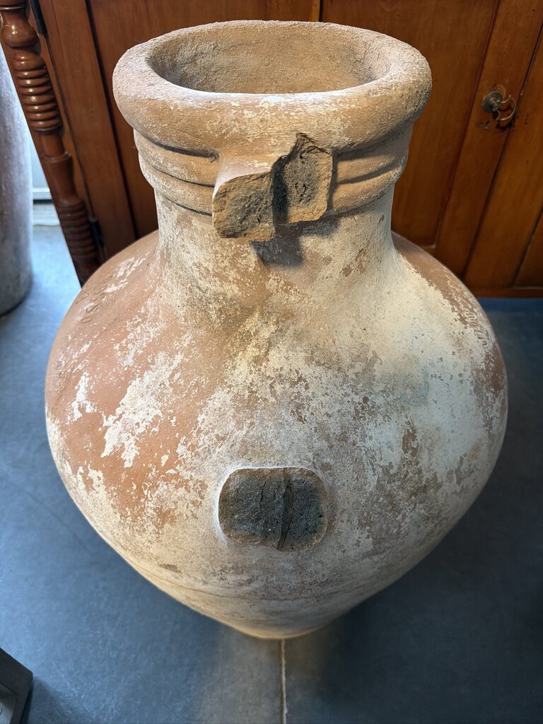 Large Rustic Terracotta Wine Jug - 30H AS IS
