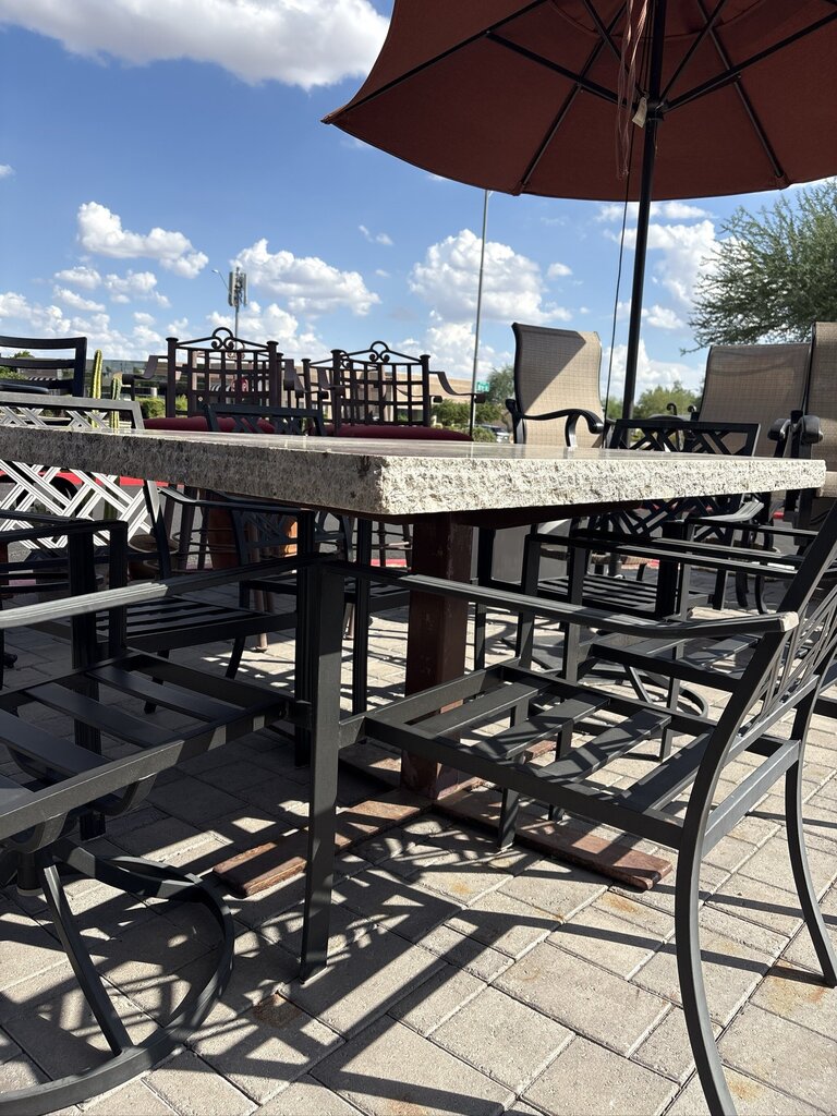 Granite Patio Dining Set W/ 6 Chairs- No Cushions - 58x45x32H