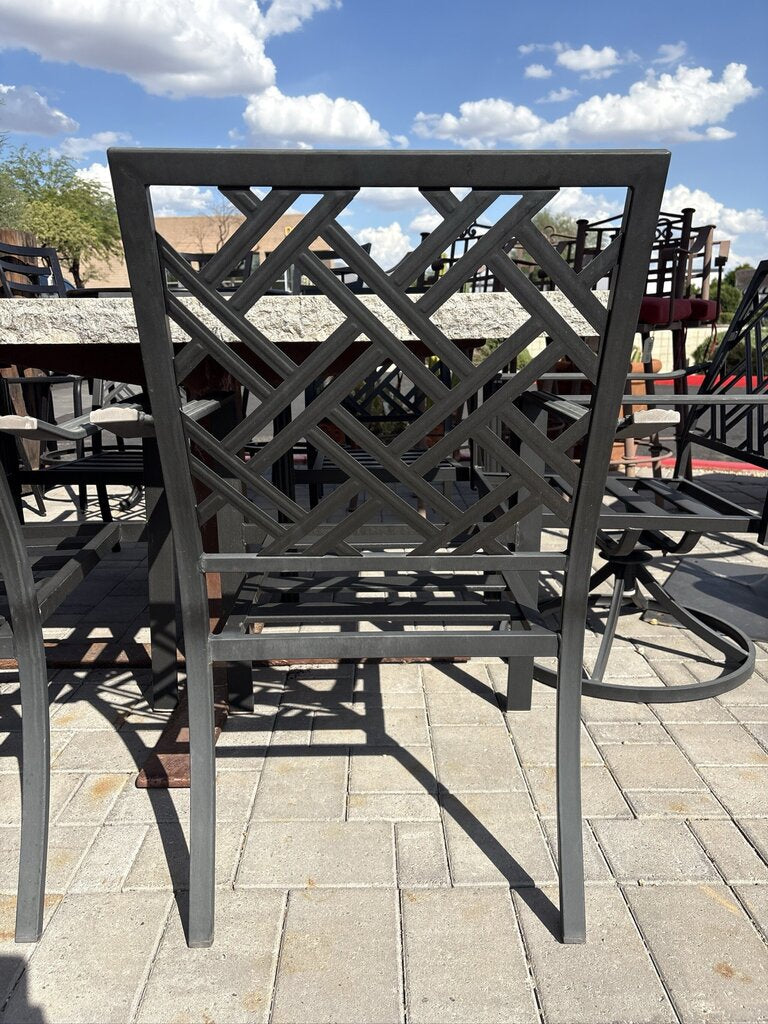 Granite Patio Dining Set W/ 6 Chairs- No Cushions - 58x45x32H