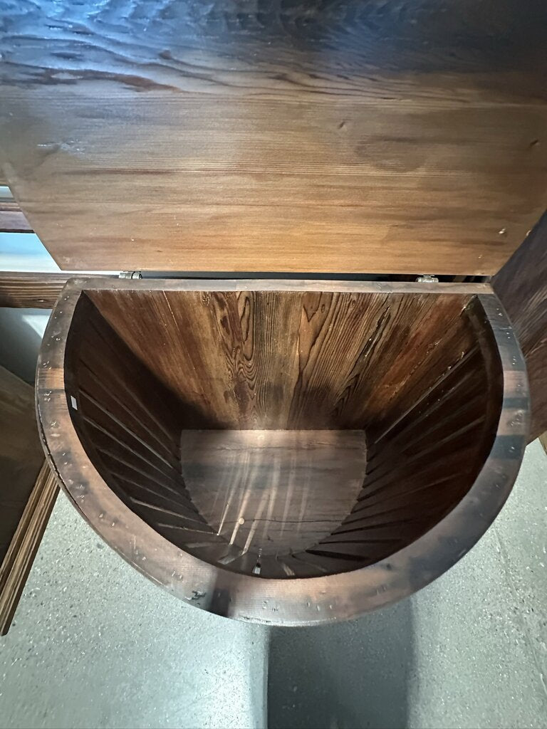 Arnold's Pickle Reclaimed Redwood Demilune Hamper - 31.5X19X31H