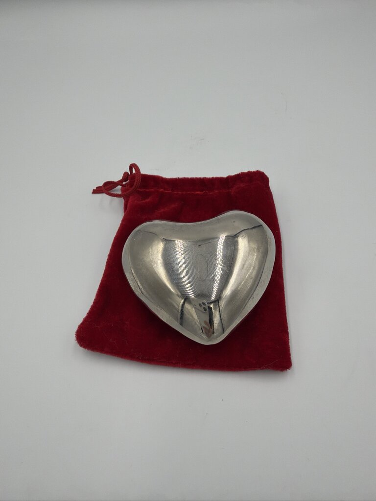 "Silver" Puffy Heart Chime Paperweight- 2.5X2.5