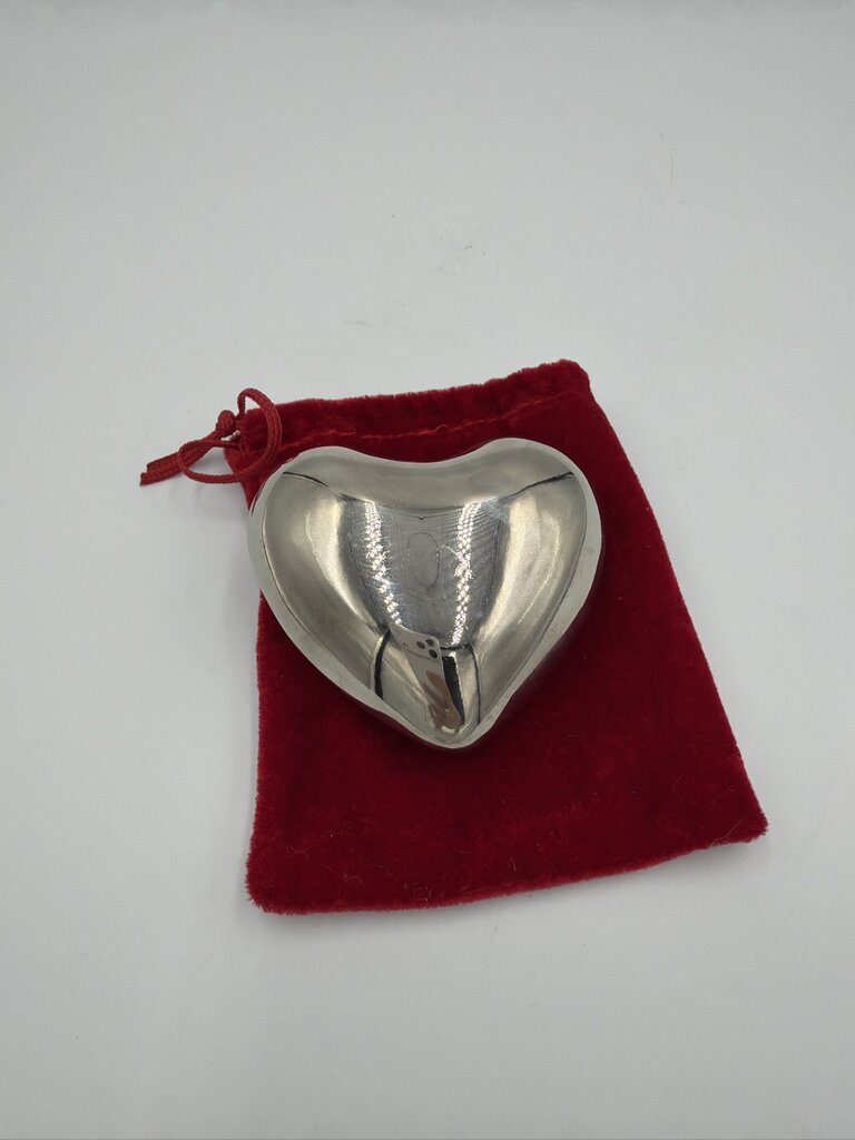 "Silver" Puffy Heart Chime Paperweight- 2.5X2.5