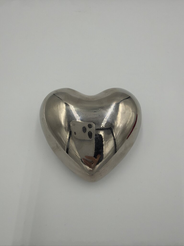"Silver" Puffy Heart Chime Paperweight- 2.5X2.5