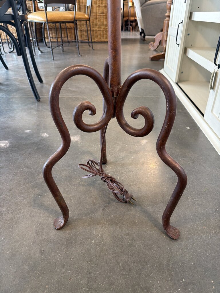 Wrought Iron Floor Lamp W/ Paper Shade- AS IS- 62H