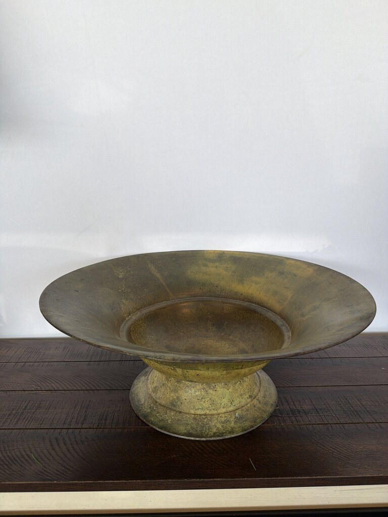 Verde Metal Pedestal Bowl- 19.5X7.5H