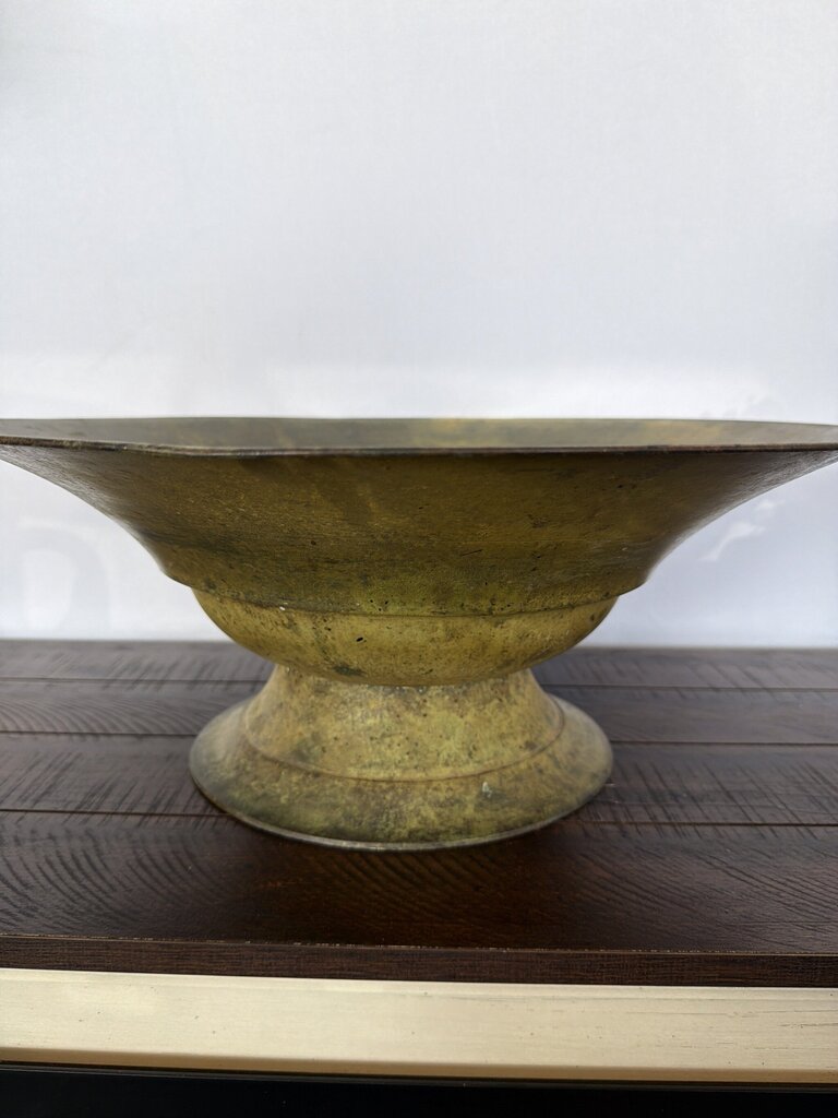 Verde Metal Pedestal Bowl- 19.5X7.5H