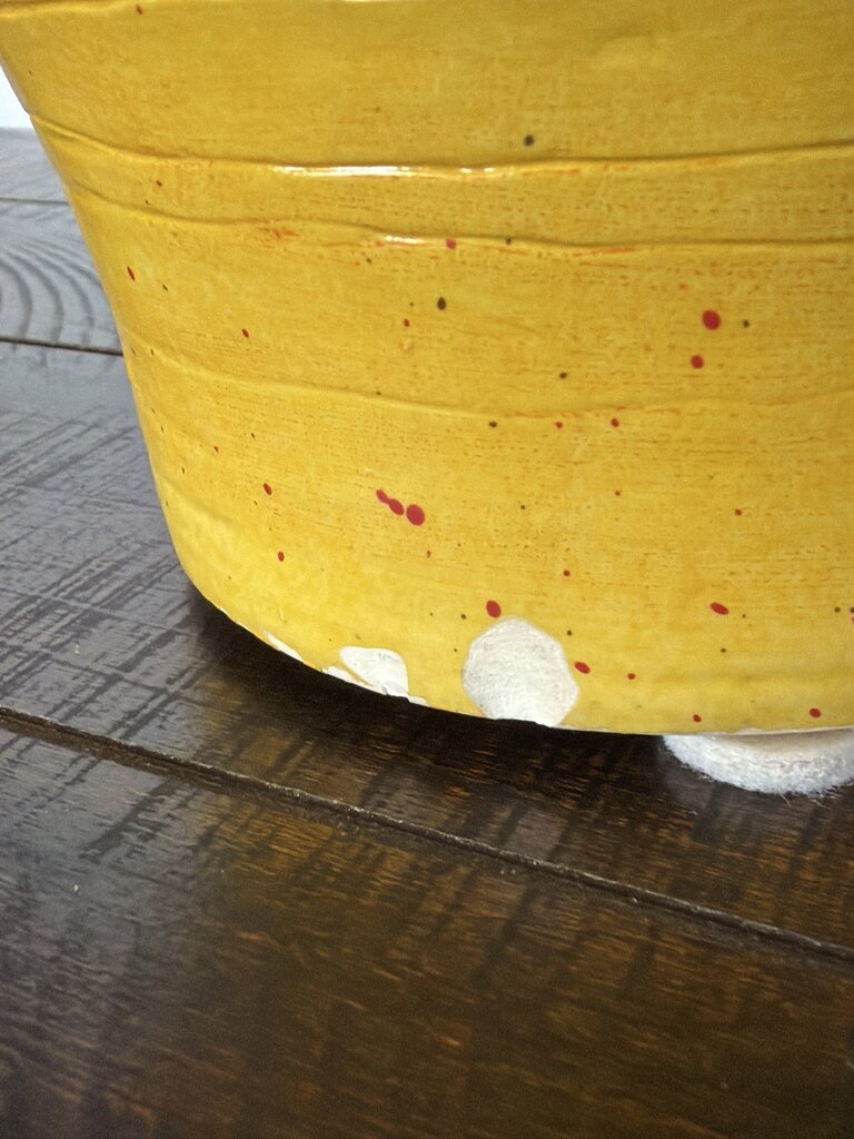 Yellow Painted Floral Vase- 10X8X21