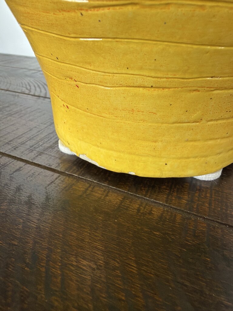 Yellow Painted Floral Vase- 10X8X21