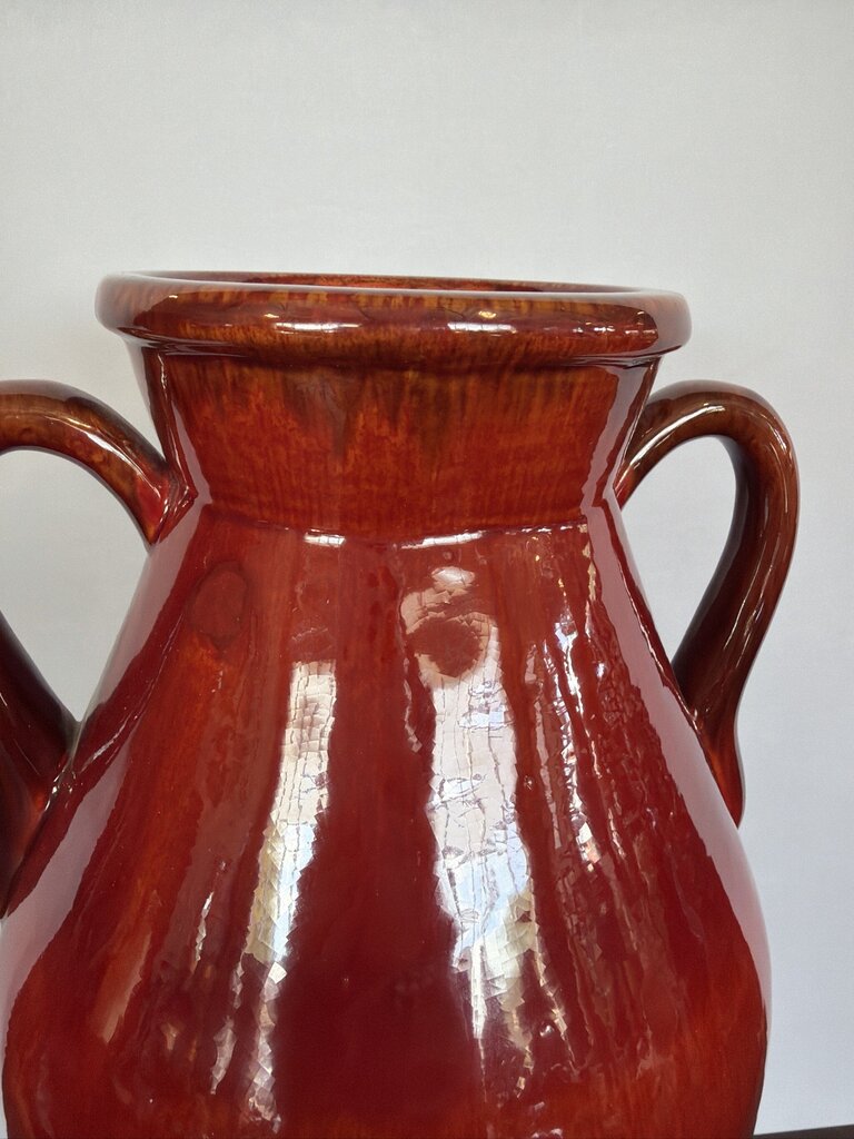 Red Glazed Vase W/ Handles- 8X8X24