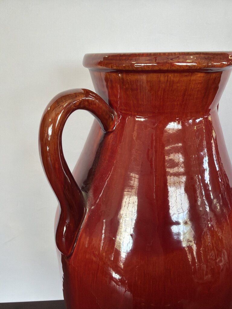 Red Glazed Vase W/ Handles- 8X8X24