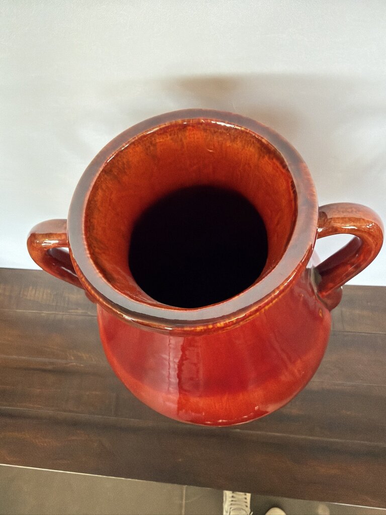 Red Glazed Vase W/ Handles- 8X8X24
